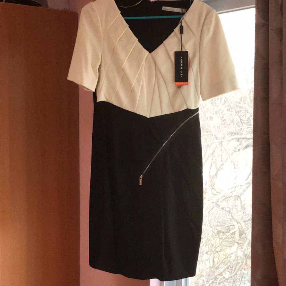 Dress black/white zipper